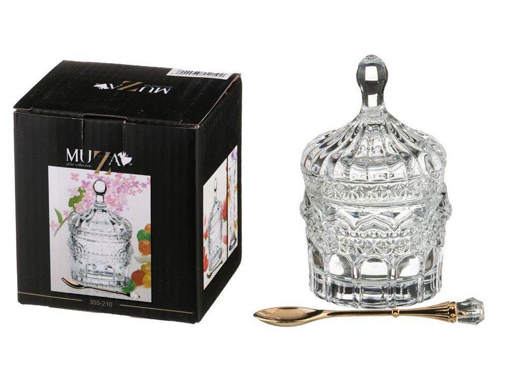 Икорница с ложкой 125мл 7,5*7,5*12см коллекция "Muza"