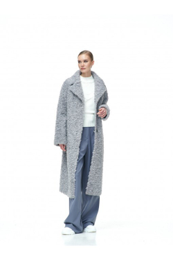 Пальто женское чебурашка из искусственной шерсти мериноса, серый, SilverFox