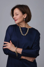 Браслет Византия биколор: золото и графит с темно-серой плоской жемчужиной