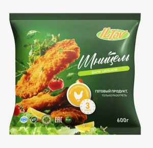 Шницель IL-TOV цельнокусковой, из филе куриной грудки 600 г