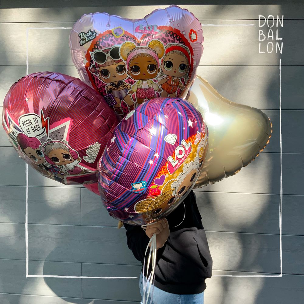 Шар (18"/46 см) Сердце, Кукла ЛОЛ (LOL), Стильные подружки, Розовый