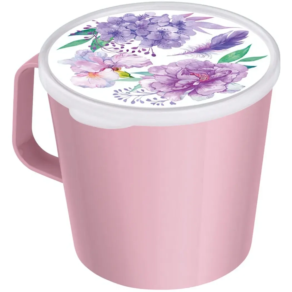 Контейнер-кружка 750мл с декором (светло-розовый) 222115207/02