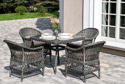 "Сицилия" обеденная группа плетеная, цвет графит