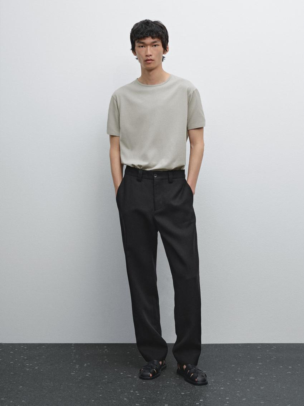 Massimo Dutti Легкая футболка из 100% хлопка, серый