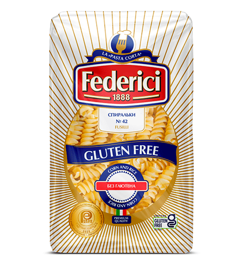 Макароны Federici Fusilli спирали №42, без глютена, 400 г