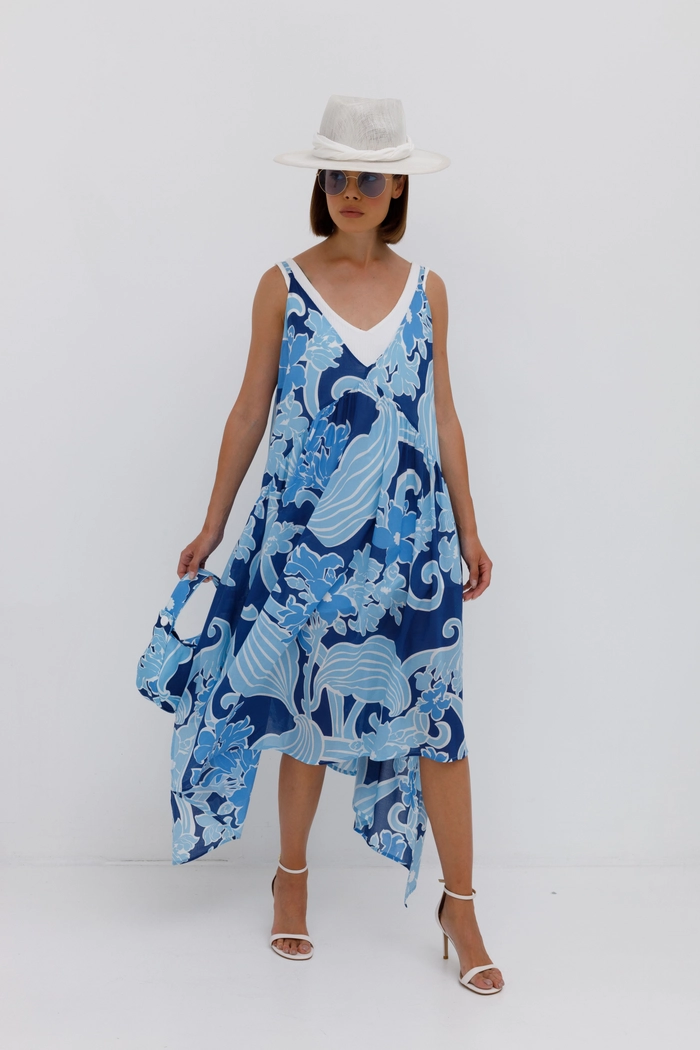 ПЛАТЬЕ СЭВАНА ГОЛУБОЙ ПРИНТ