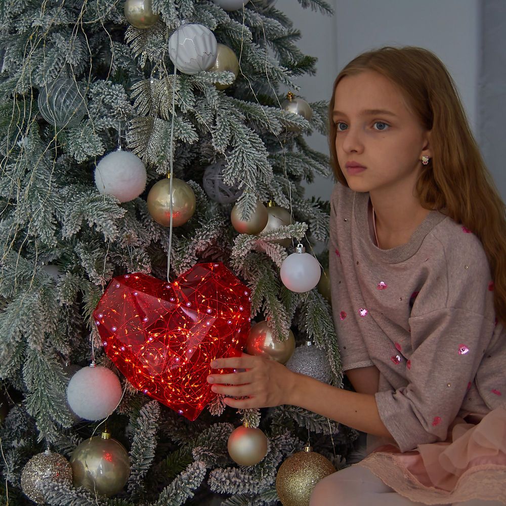 ULD-R511 3АА RED HEART Светильник декоративный Красное сердце. на батарейках 3AA не в-к. 100 светодиодов. Белый свет. Цвет корпуса красный. TM Uniel