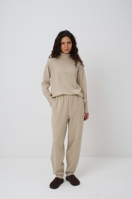 Тестовый образец. Брюки Serena из extra fine мериноса 100%. Цвет светло-бежевый. №67