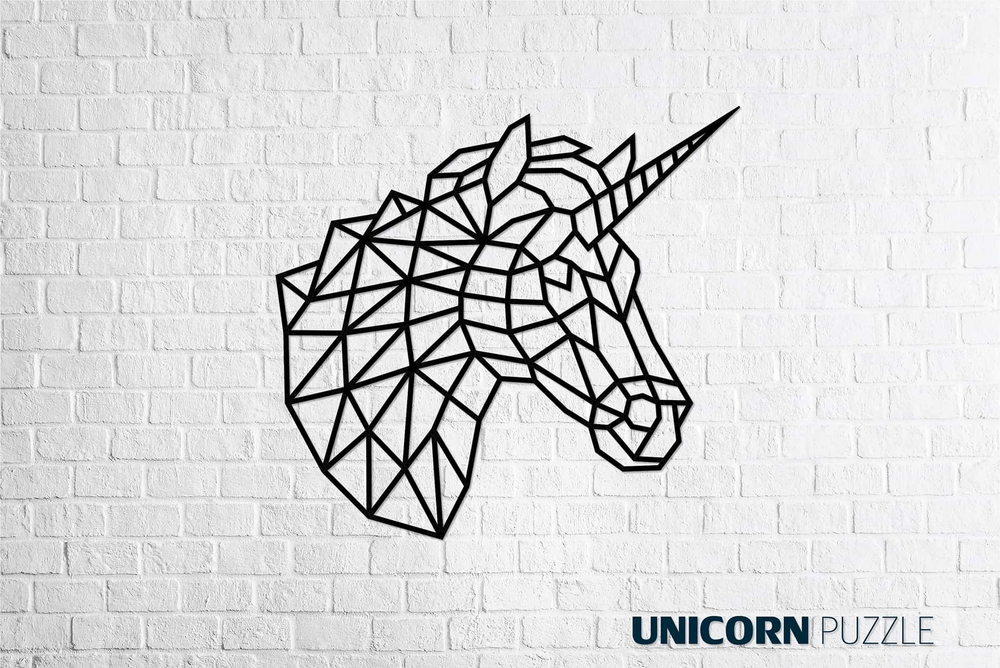 Полигональная картина "Единорог" от EWA - интерьерная деревянная сборная модель, пазл
