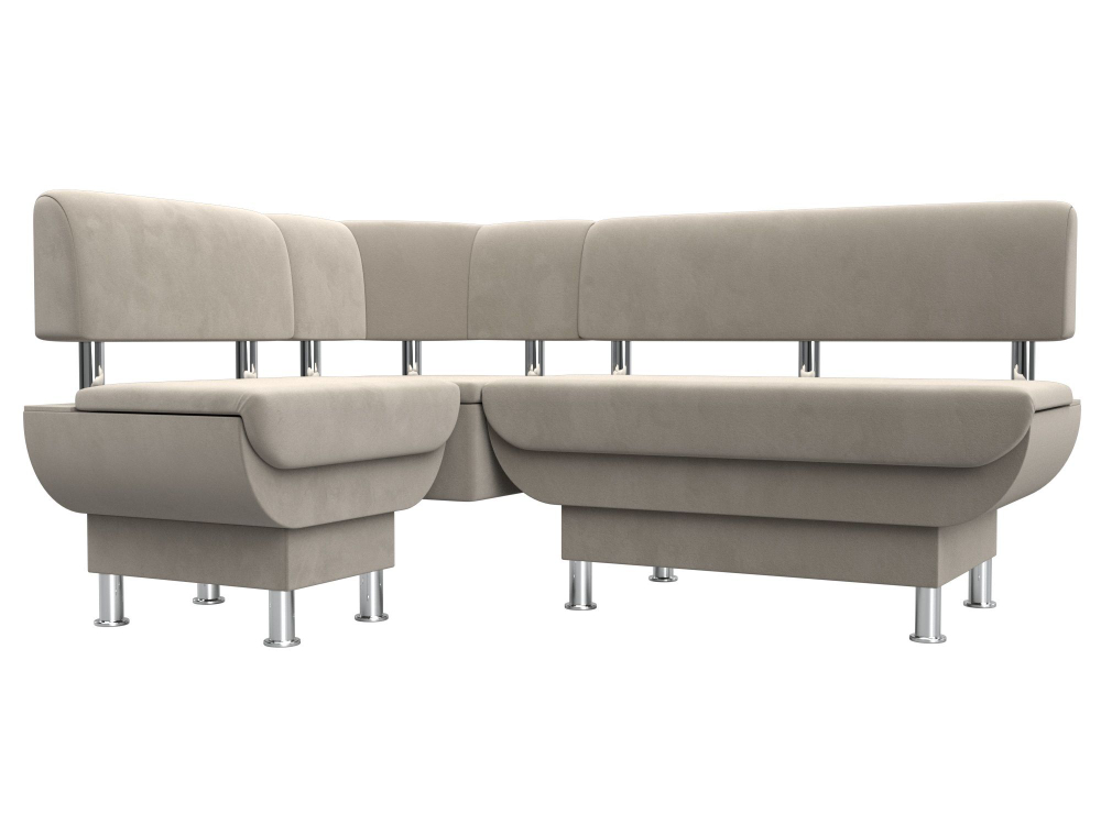 Диван кухонный угловой Альфа левый угол, Бежевый, Микровельвет, 116699L