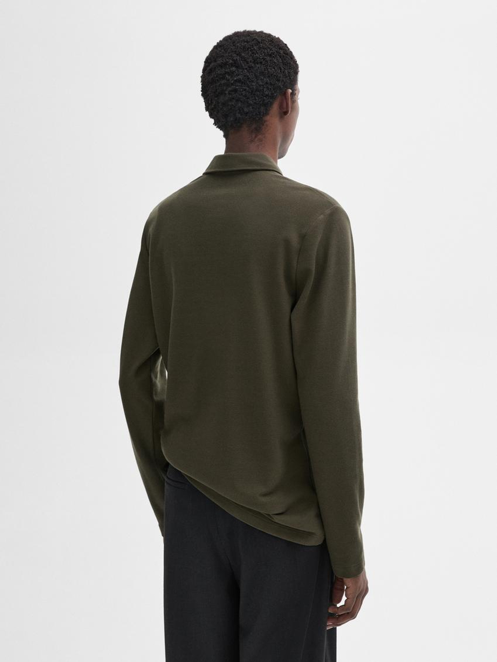 Massimo Dutti Поло с пуговицами, зеленый