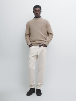 Massimo Dutti Свитер из смесового хлопка с высоким воротником, норка