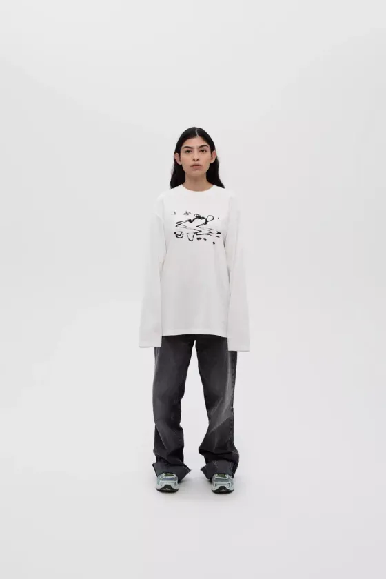 Лонгслив (S-BLACK) White