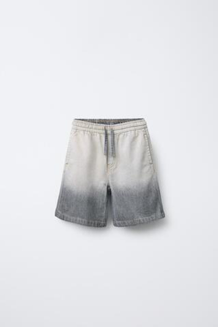 ZARA ДЖИНСОВЫЕ ШОРТЫ С ЭФФЕКТОМ ДЕГРАДЕ, ЧЕРНЫЙ