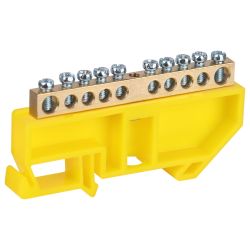 Шина ЭРА NO-224-90 PE земля на DIN-изоляторе ШНИ-6х9-10-Д-желтый | Шины N, PE, PEN