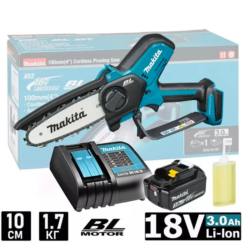 Аккумуляторная цепная пила LXT® DUC101SF 18В, 320Вт,4"/10см, 0,325", 1,1мм, 8м/с, XPT