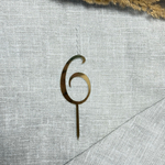 Свеча-топпер цифра «6» в золотом цвете