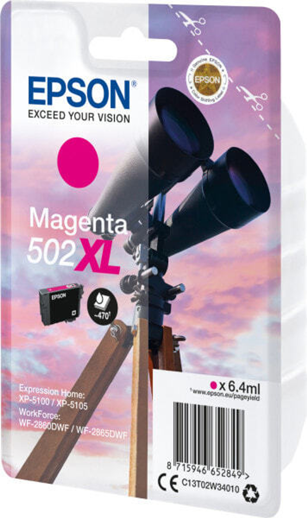 Epson 502XL Подлинный Пурпурный 1 шт C13T02W34020