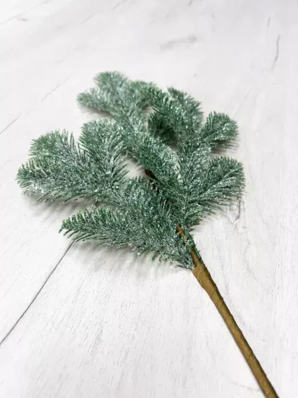 Ветвь еловая Блестящая в инее 50 см., Christmas DeLuxe (89132)