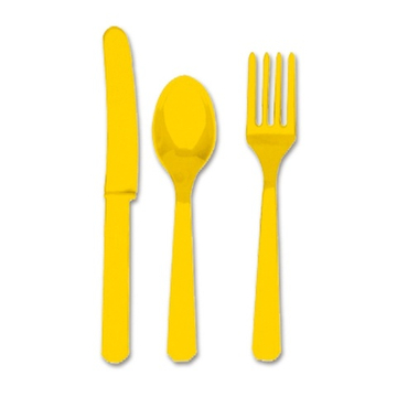 Столовые приборы в солнечно-желтом цвете, 24 шт