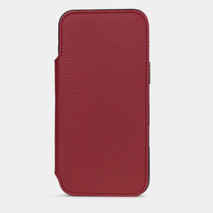 Чехол-книжка кожаная для iPhone 17 Pro, теленок вишневого цвета