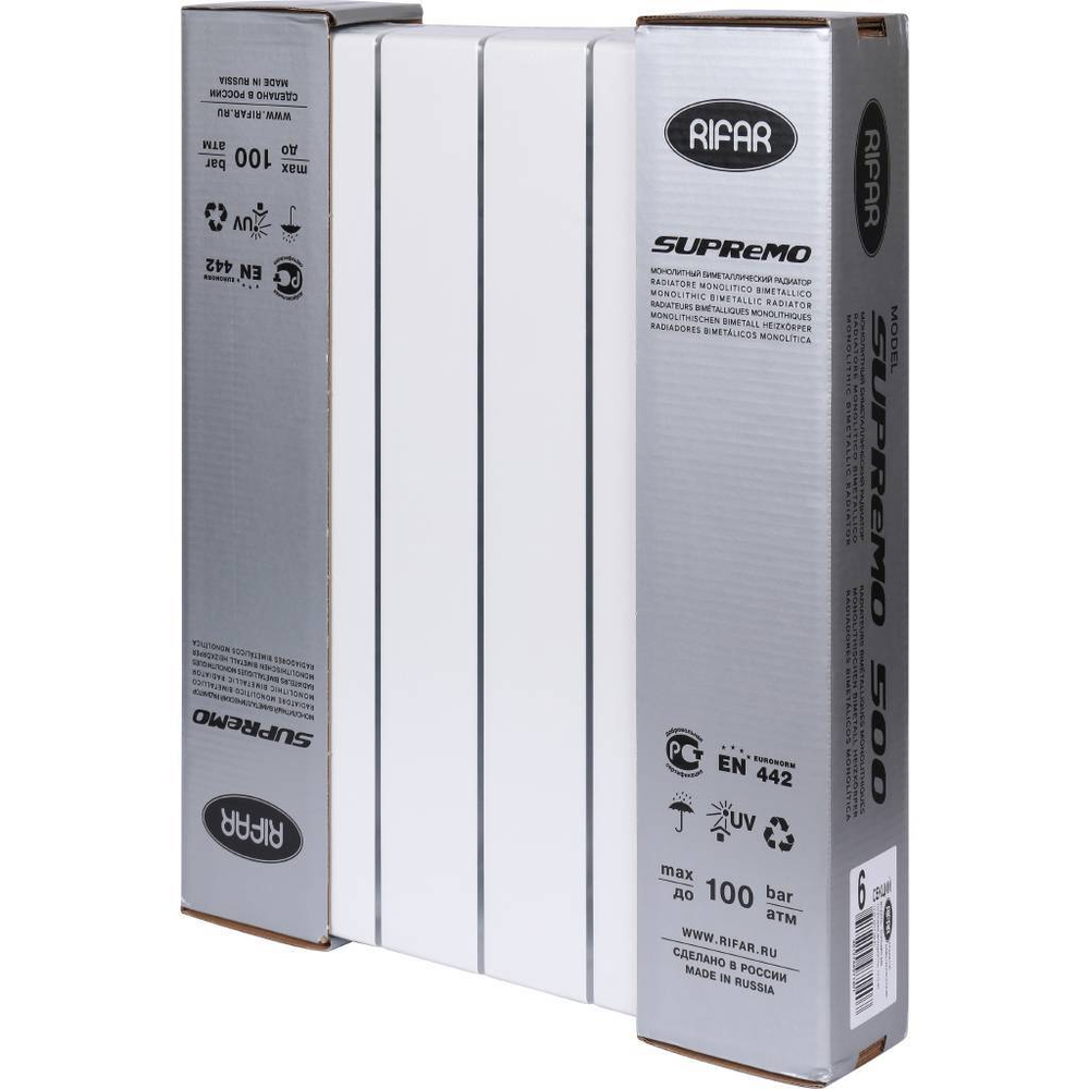 RIFAR SUPReMO 500  6 секций радиатор биметаллический боковое подключение (белый RAL 9016)