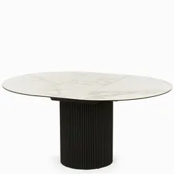 Раздвижной стол Elan Ø110-150 см, белая керамика