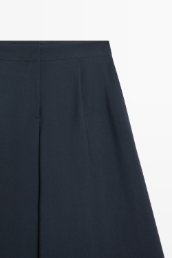 Massimo Dutti Брюки из струящейся ткани со складками, глубокий синий