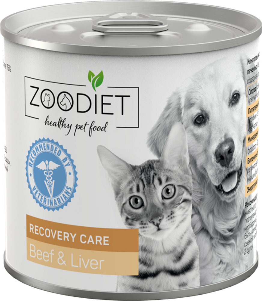 Корм консервированный для собак и кошек Zoodiet Recovery Care Beef&amp;Liver с говядиной и печенью восстановительный уход 240 г