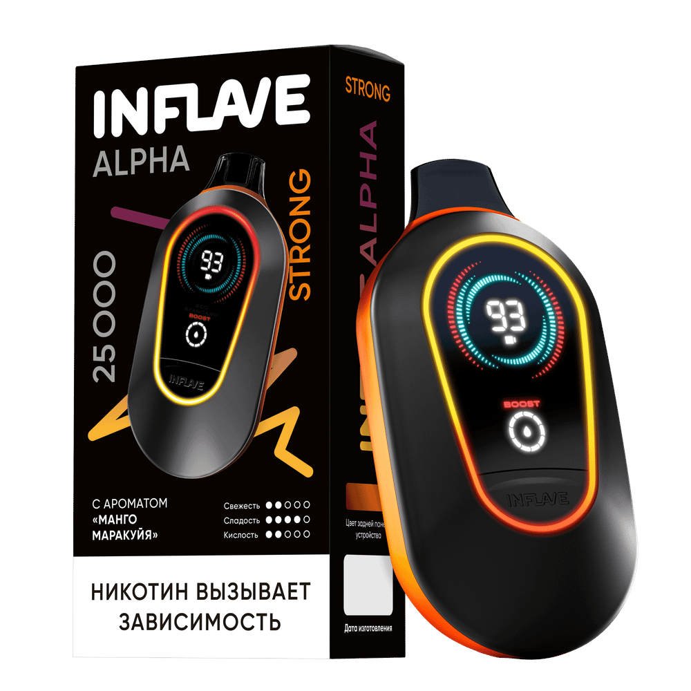 Inflave Alpha Strong Манго-маракуйя 25000 затяжек 20мг Hard (2% Hard)