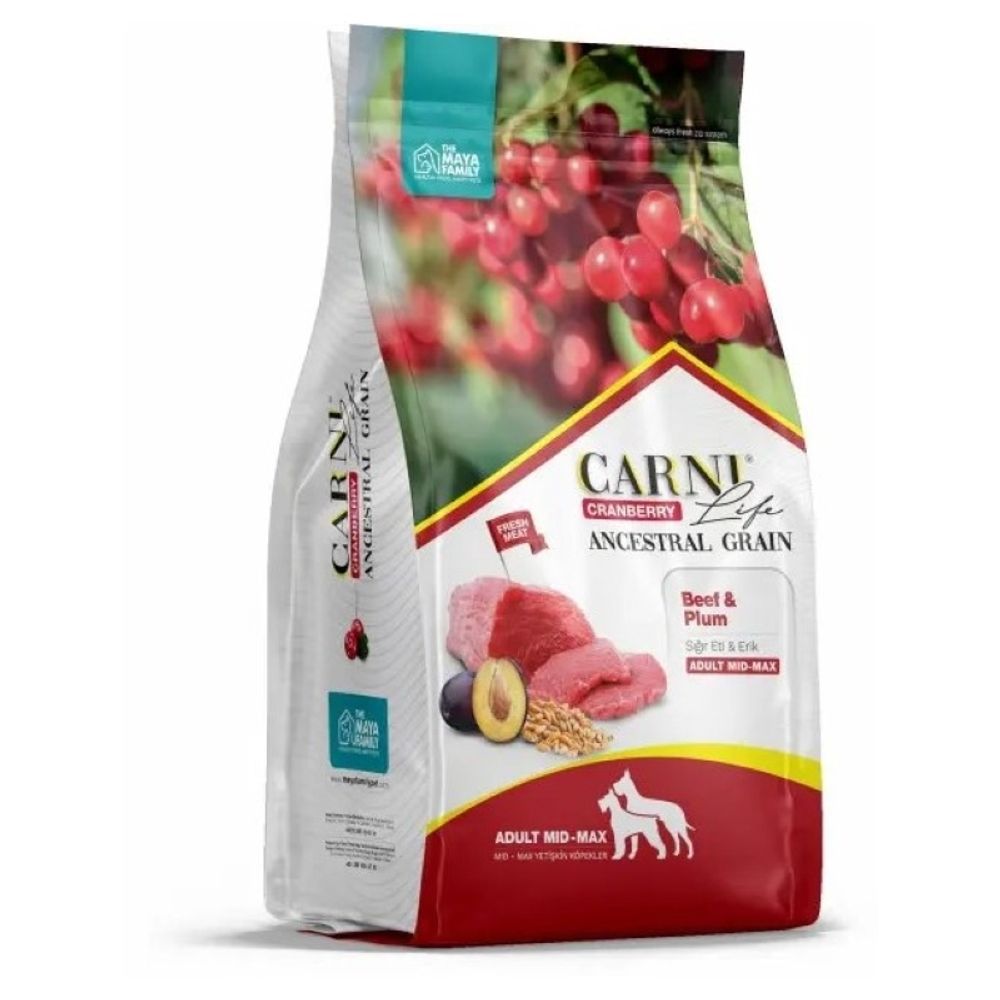 Сухой корм CARNI Life Medium Maxi для взрослых собак средних и крупных пород с говядиной, черносливом и клюквой - 2,5 кг (срок до 15.08.2025)