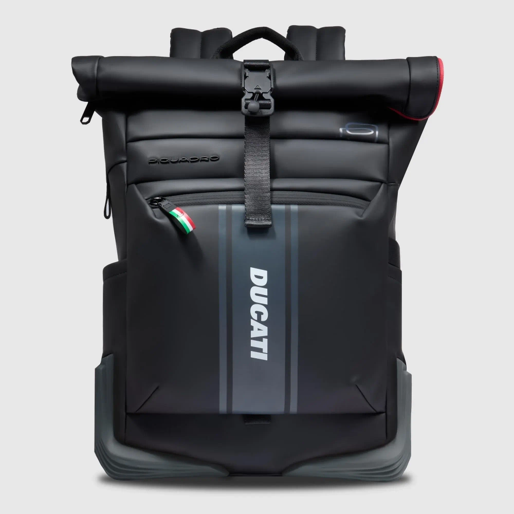 Рюкзак ролл-топ из полиуретана Piquadro Ducati/Nero