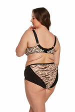 Бюстгальтер Alia с шитыми чашками +size и анималистическим принтом (Размер: 90K) (Цвет: черный с бежевым)