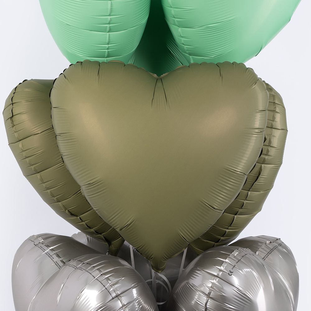 Шар (18''/46 см) Сердце, Оливковый, Матовый, 1 шт.