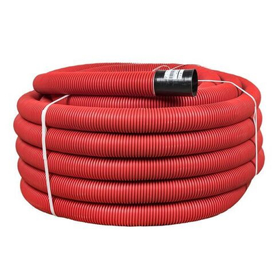 Труба гофр, двустенная ПНД/ПНД гибкая с протяжкой d110 мм (50 м) красная EKF-Plast