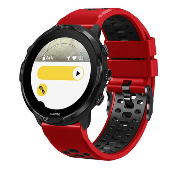 Ремешок двухцветный дышащий 24 мм для Suunto 9 Baro, Suunto 7, Suunto Spartan Sport силиконовый (Красный/черный)