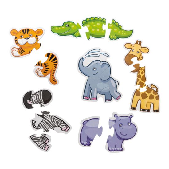 Пазлы-контуры "Африканские животные" 6 фигурок Baby Toys (мягкие)