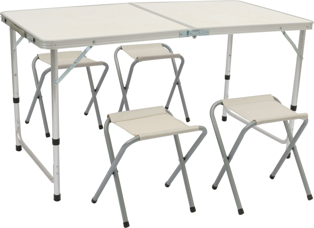 Набор кемпинговой мебели Ладога (стол+4 табурета), стол: 120х60см h71см, алюминий/МДФ, полиэстер, 40