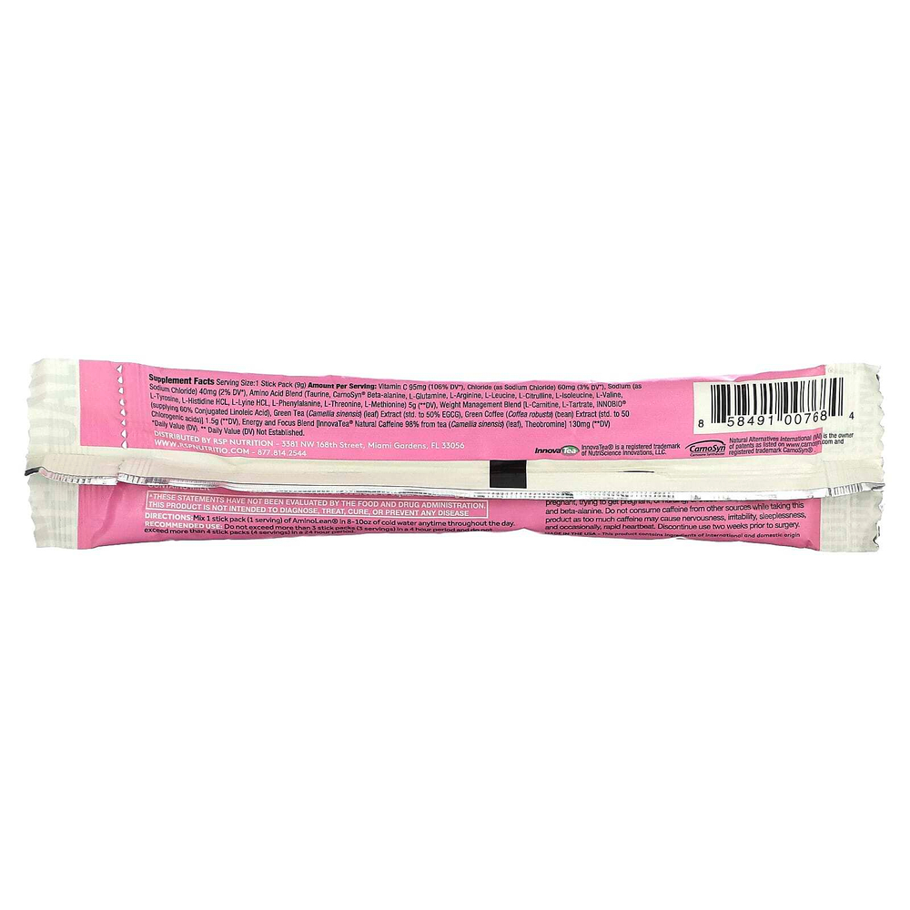 RSP Nutrition, AminoLean, розовый лимонад, 1 пакетик, 9 г (0,56 унции)
