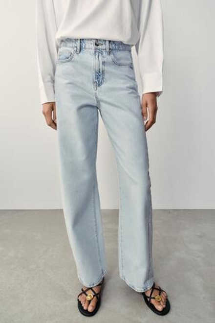 ZARA ДЖИНСЫ Z1975 BARREL С ВЫСОКОЙ ПОСАДКОЙ, ГОЛУБОЙ