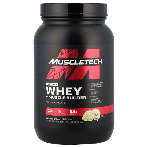 MuscleTech, Platinum Whey + Muscle Builder, ванильный крем, 817 г (1,8 фунта)