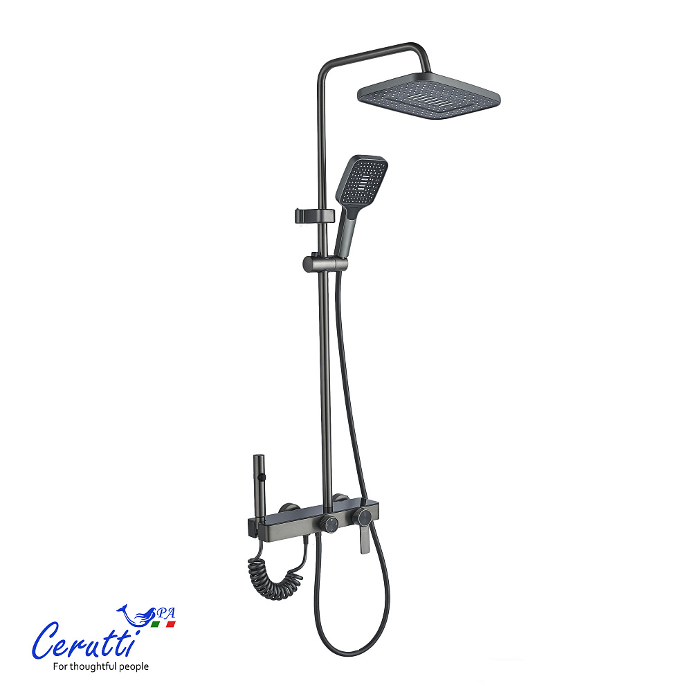 Душевая стойка Ceruttispa АЛЬФИО (ALFIO) цвет графит