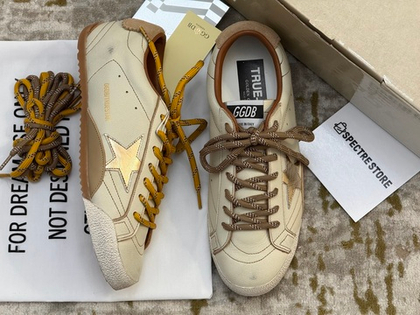 True Star White Nappa Leather With Gold Star