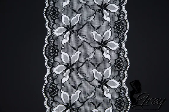 0455 Кружево эластичное 17 см, Италия, жасмин, белый