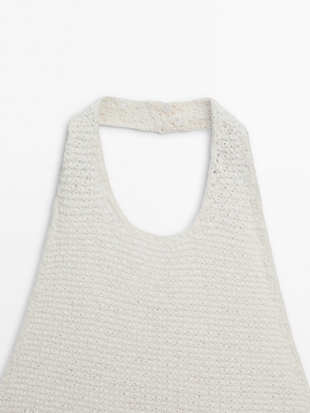 Massimo Dutti Топ с горловиной халтер и глубоким вырезом на спине, натуральный, кремовый