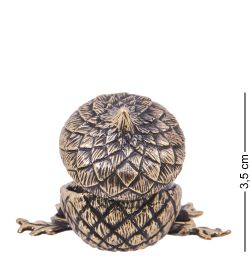 Народные промыслы AM-4180 Шкатулка «Ежик в желуде» (латунь, янтарь)