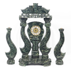 Часы "Корона" большая с подсвечниками змеевик  R116644