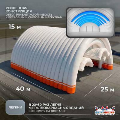 Пневмокаркасный авиационный ангар «Крылья Статуса», 40×25×15 м