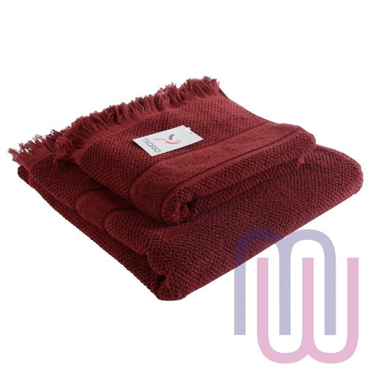 Полотенце банное, с декоративной бахромой. Цвет бордовый