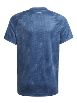 Футболка для мальчика теннисная Adidas Heat Ready Primeblue Freelift Tee - crew navy/acid yellow/crew blue